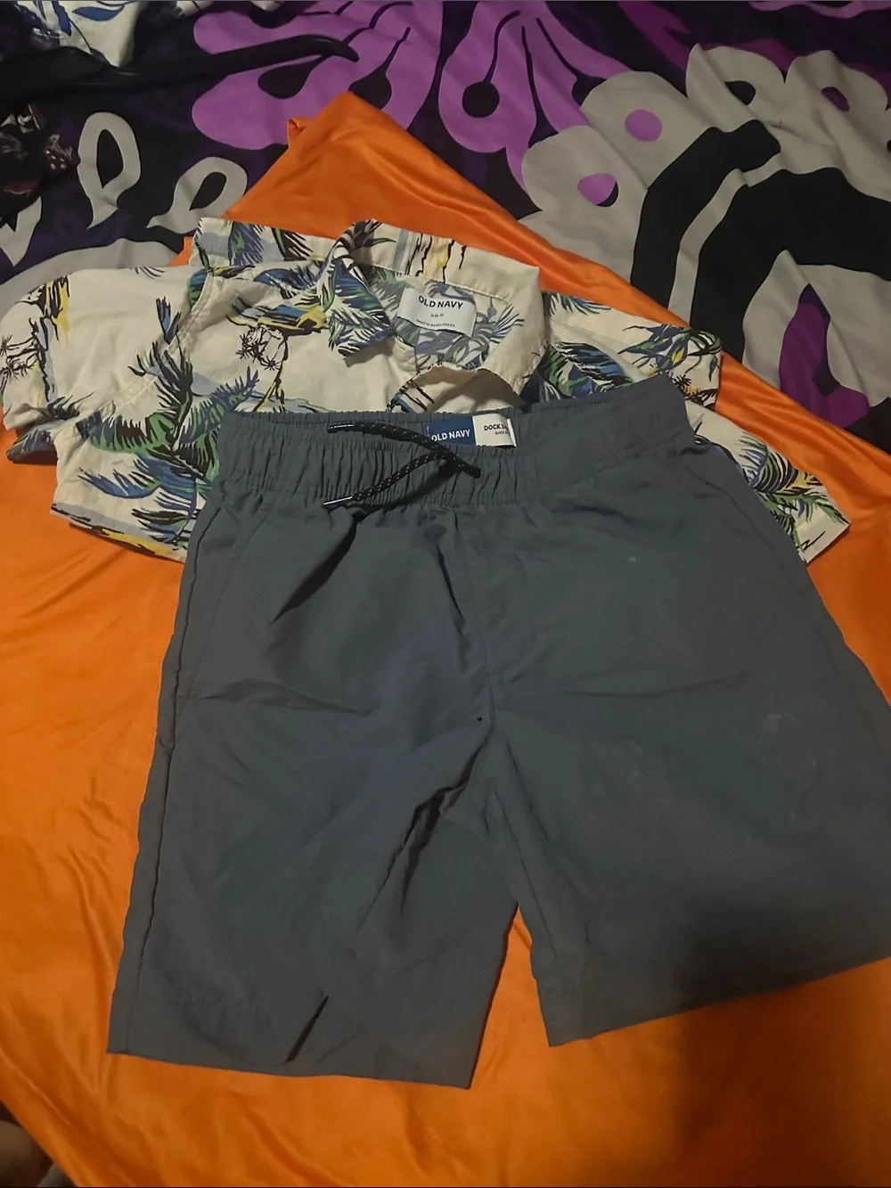 Old Navy Slate Blue Drawstring Hybrid Shorts